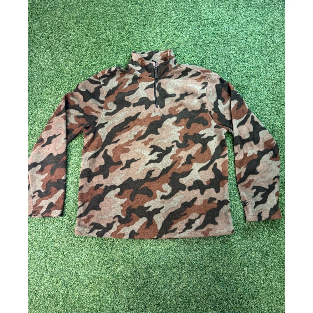 Starter Fleece Jacket Mens Medium Multicolor‎ Camouflage Mock Neck Quarter Zip